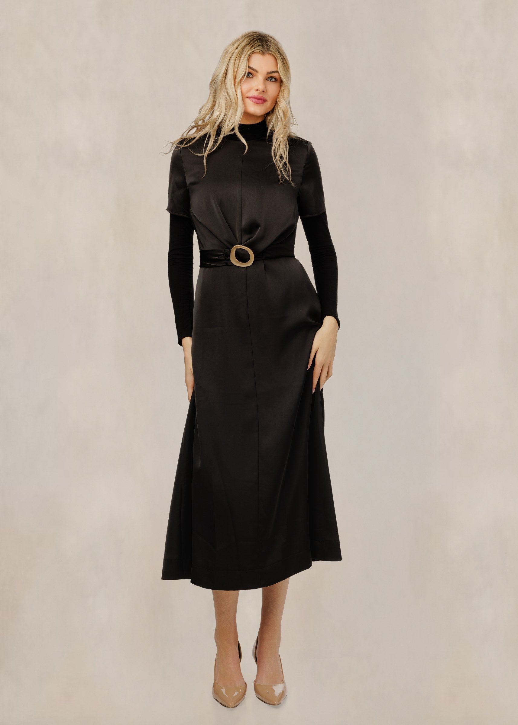 SILKY DRESS WITH BELT