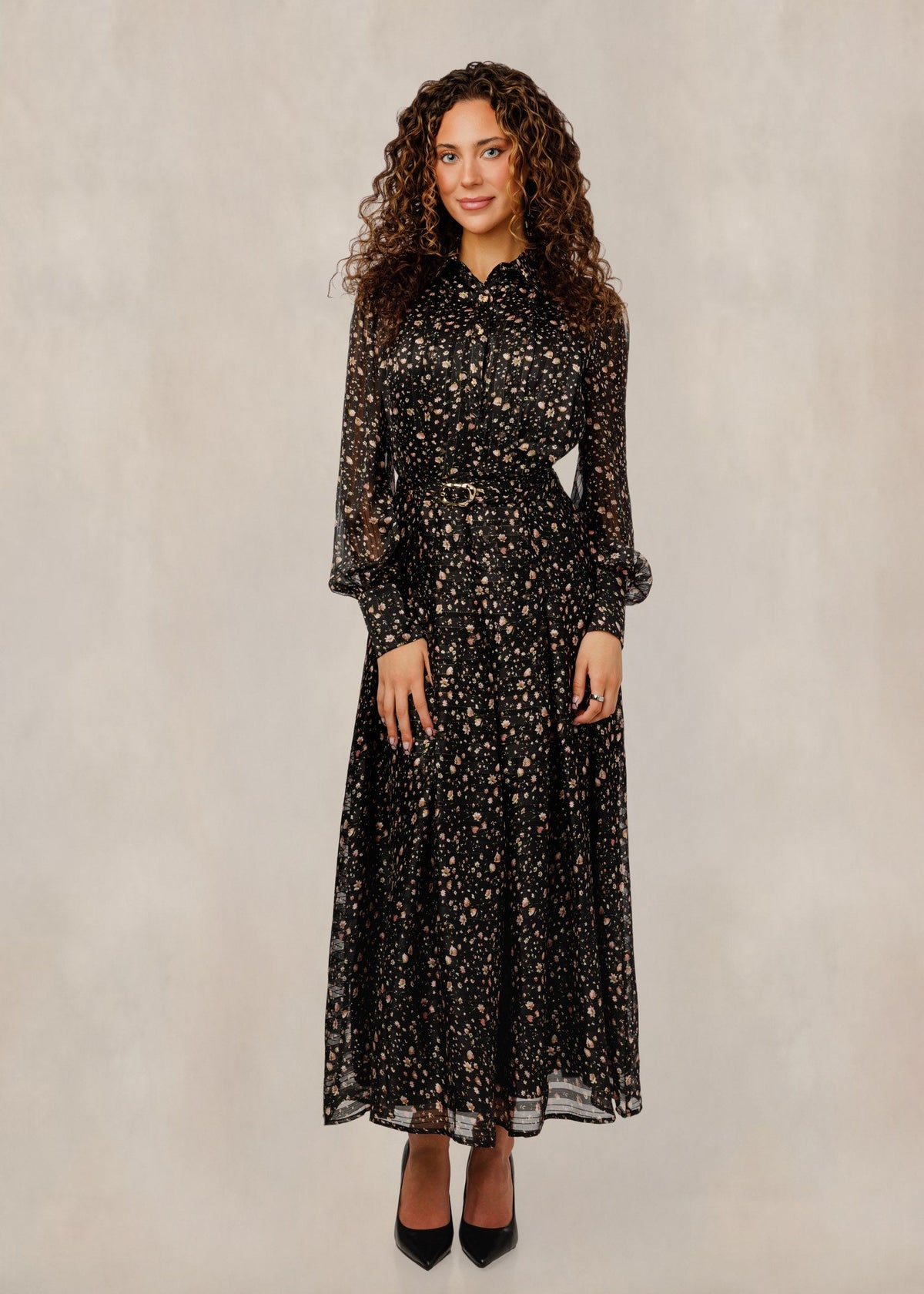 FLORAL PRINTED CHIFFON DRESS