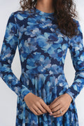 SERAPHINE FLORAL HANDKERCHIEF HEM MESH DRESS