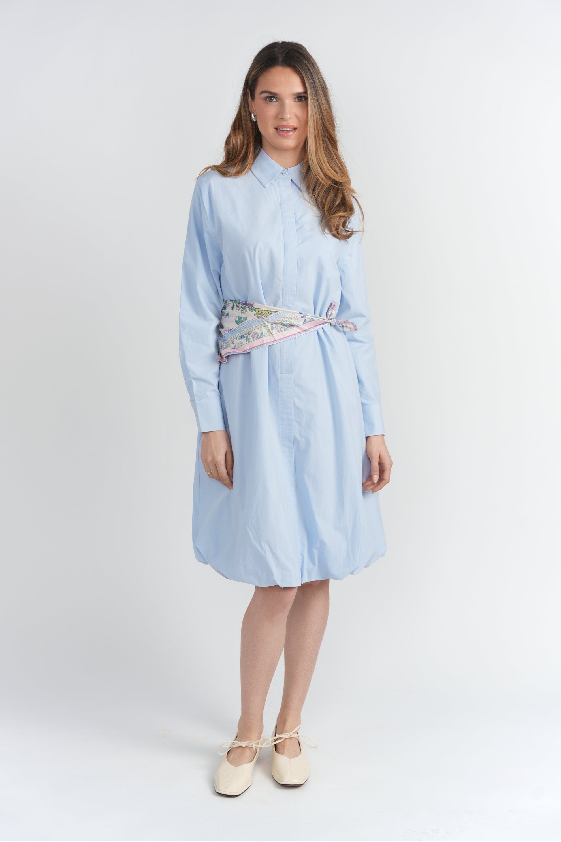 ELYSIA BUBBLE HEM BUTTON DOWN SHIRTDRESS