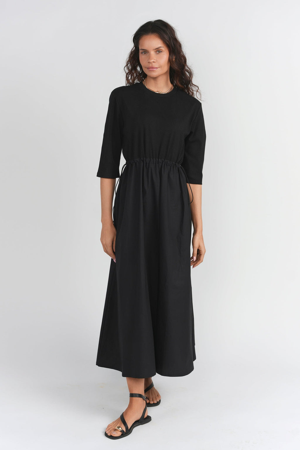 VALINA TOGGLE PULL STRING MAXI DRESS