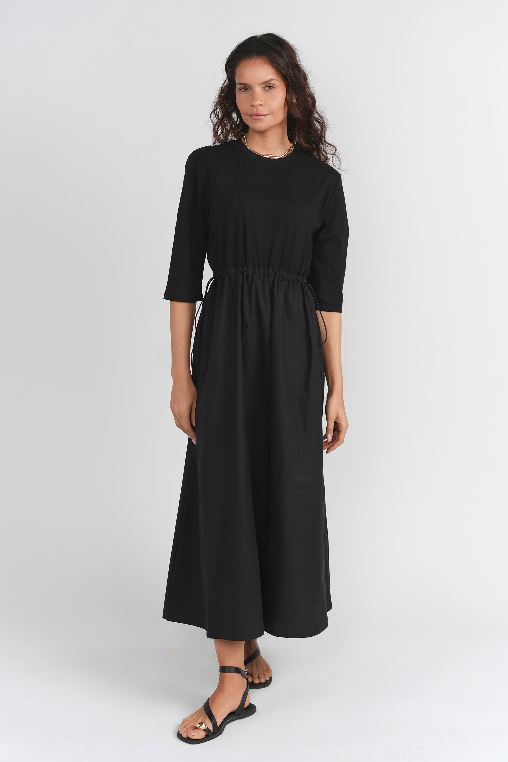VALINA TOGGLE PULL STRING MAXI DRESS