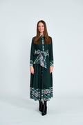 SCARF-PRINT TIE-BELT MIDI DRESS