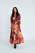 FLORAL TIE-BELT MAXI DRESS