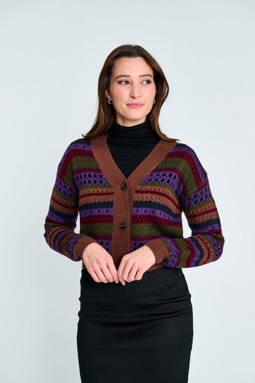 MIZ 445081 Crochet Knit Cardigan