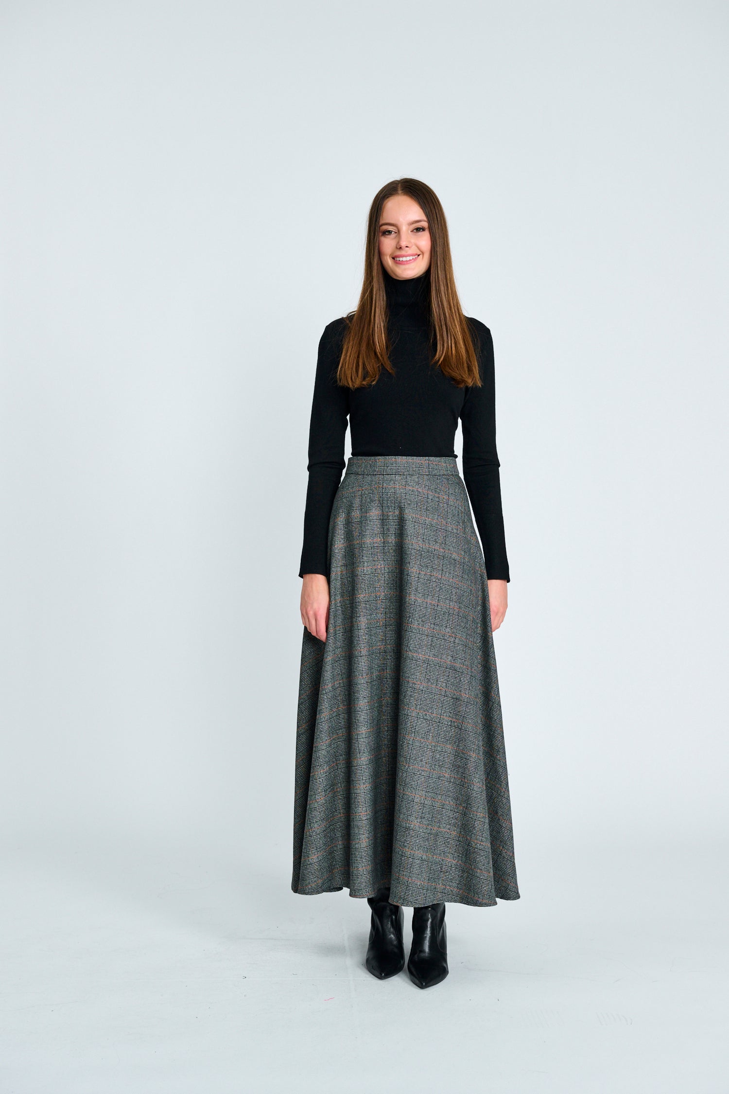 HOUNDSTOOTH PLAID SKIRT