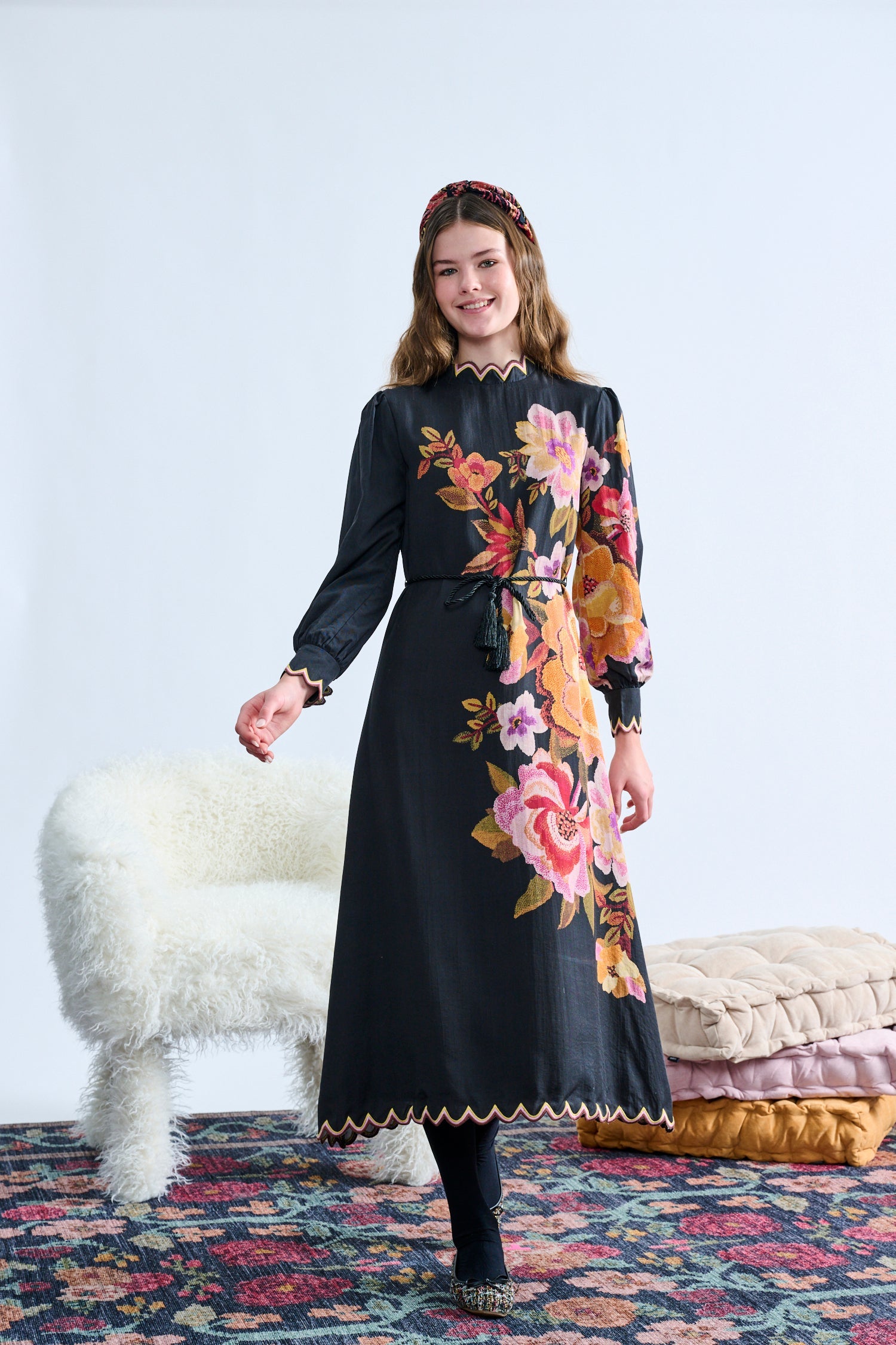 MIZ T-1349 Floral Design Maxi Dress