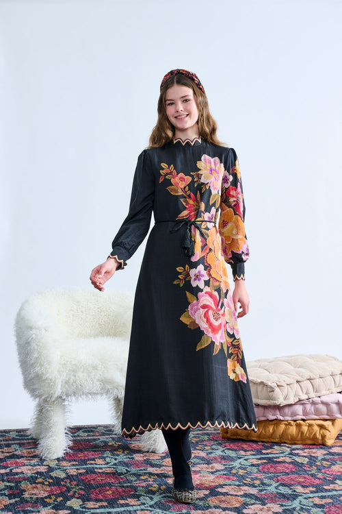MIZ T-1349 Floral Design Maxi Dress