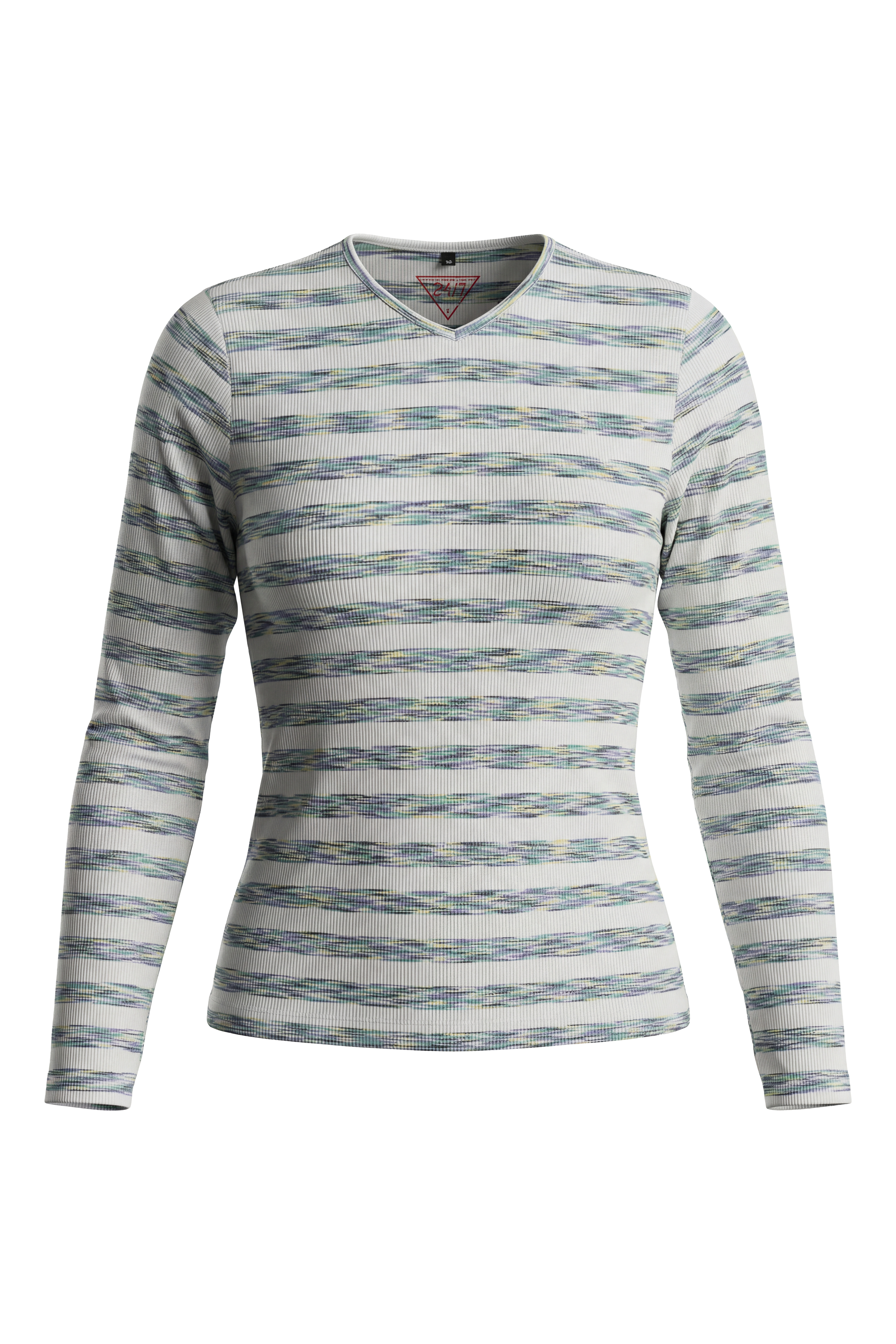 Ladies Striped V Neck Tee