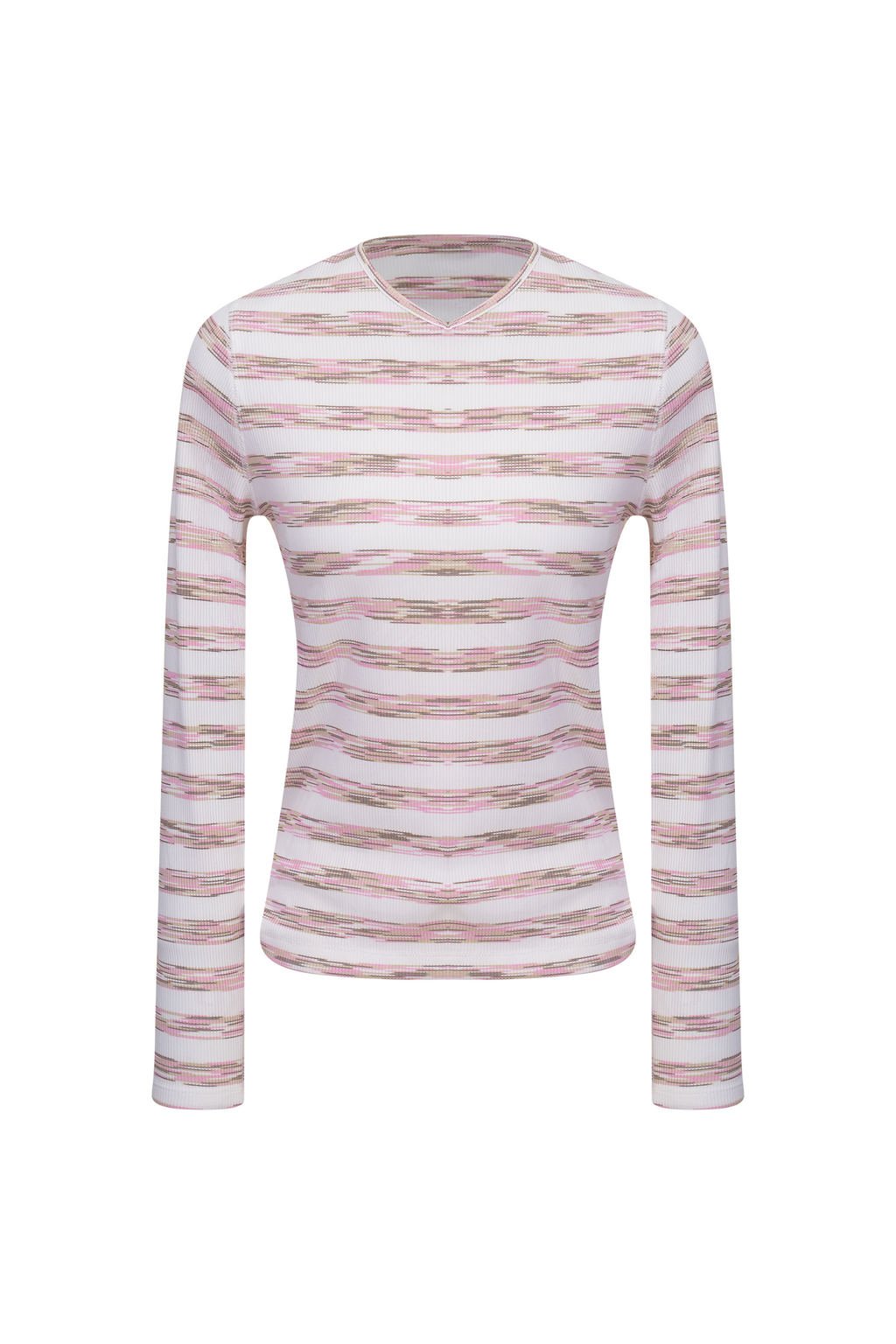 Ladies Striped V Neck Tee