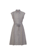 Ladies Linen Striped Midi Shirt Jumper
