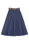 Ladies Chambray A Line Midi Pocket Skirt