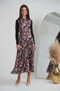 Ladies Printed Satin Pleated Jumper Cardi Set
