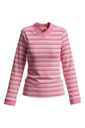 Ladies Striped V Neck Contrast Tee
