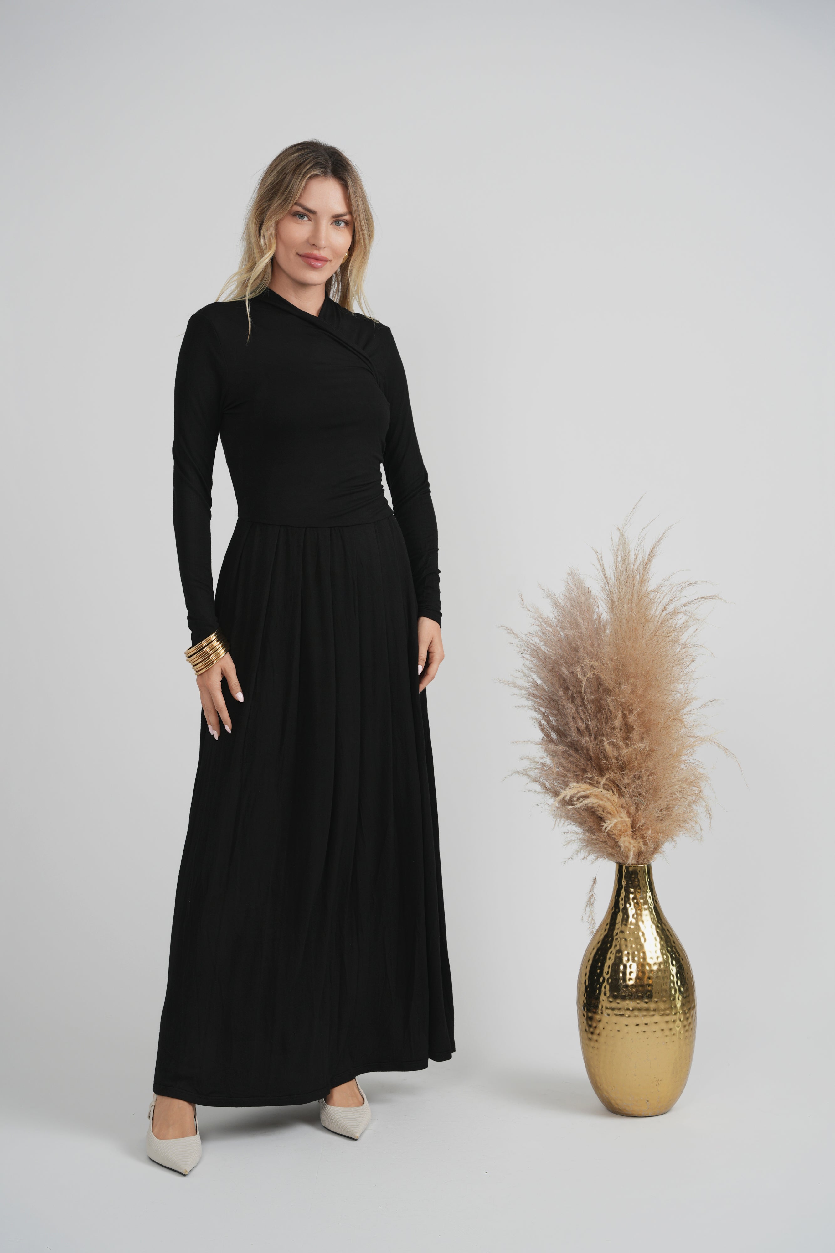Ladies Mock Wrap Maxi Dress