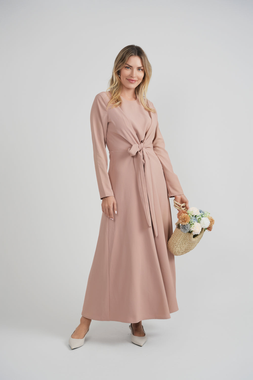 Ladies Crepe Maxi Tie Dress