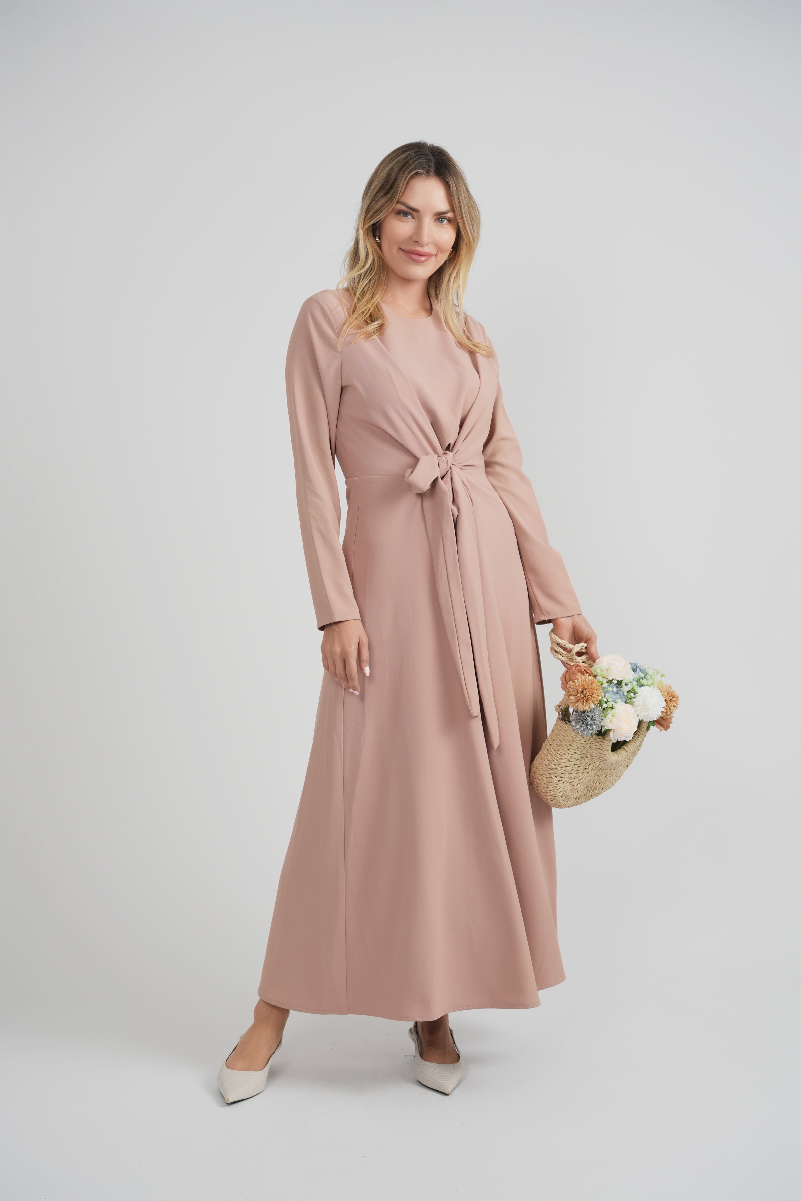 Ladies Crepe Maxi Tie Dress