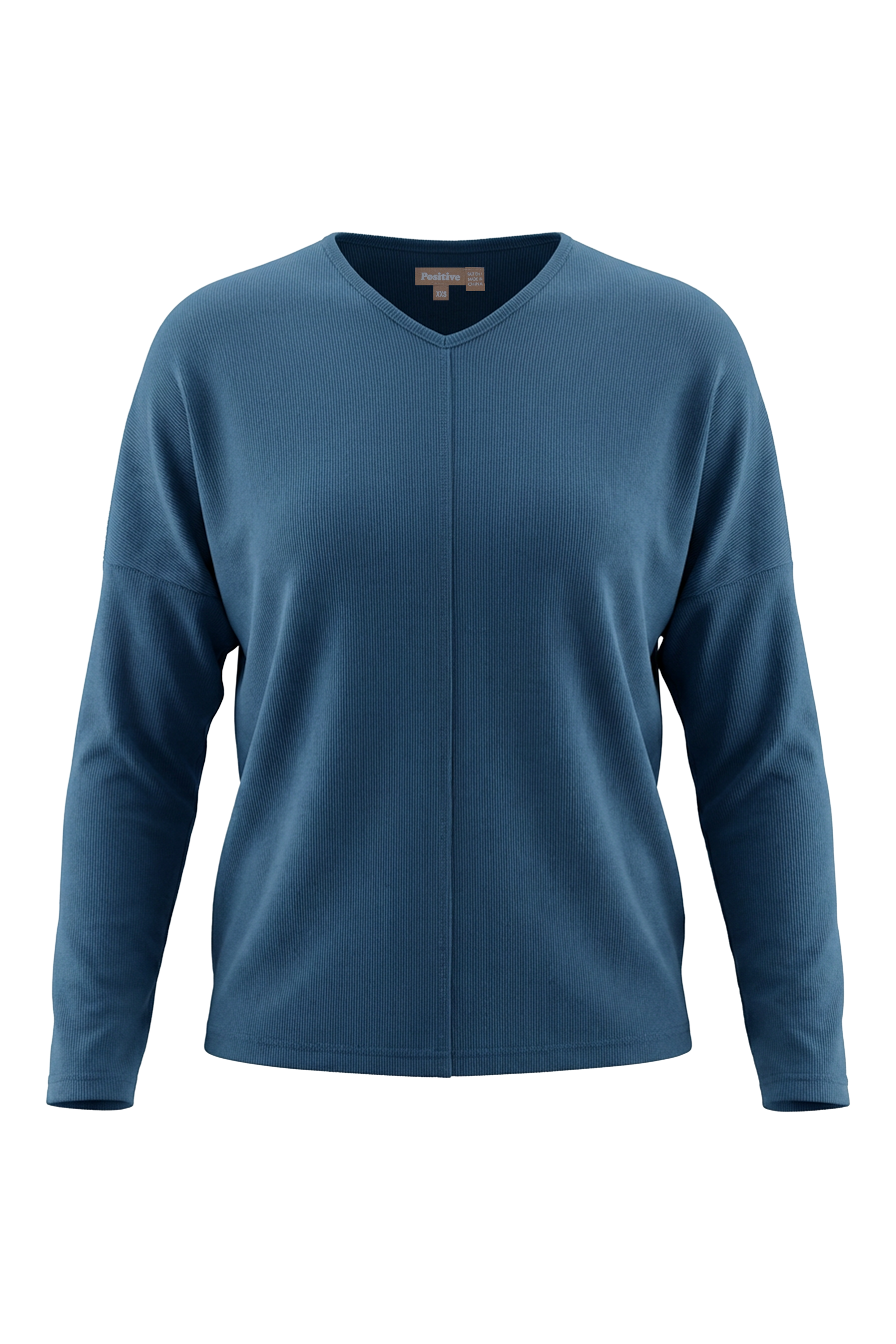 Ladies Ribbed V Neck Drop Shoulder Tee