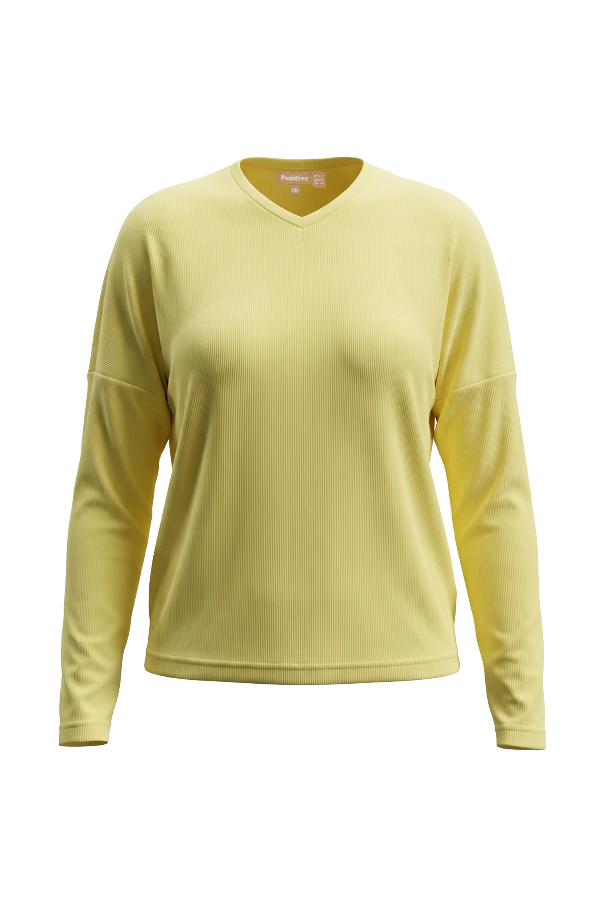 Ladies Ribbed V Neck Drop Shoulder Tee