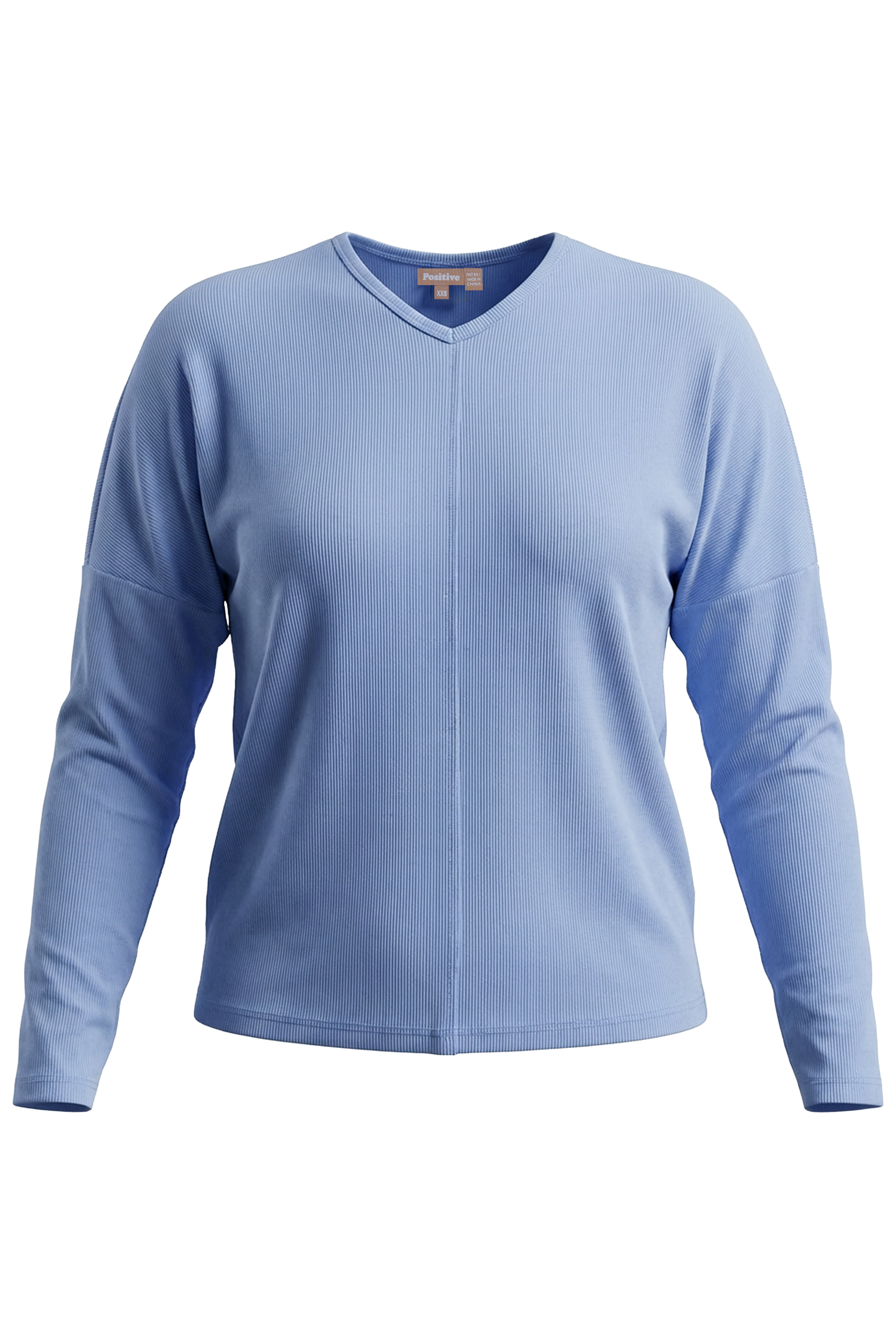 Ladies Ribbed V Neck Drop Shoulder Tee
