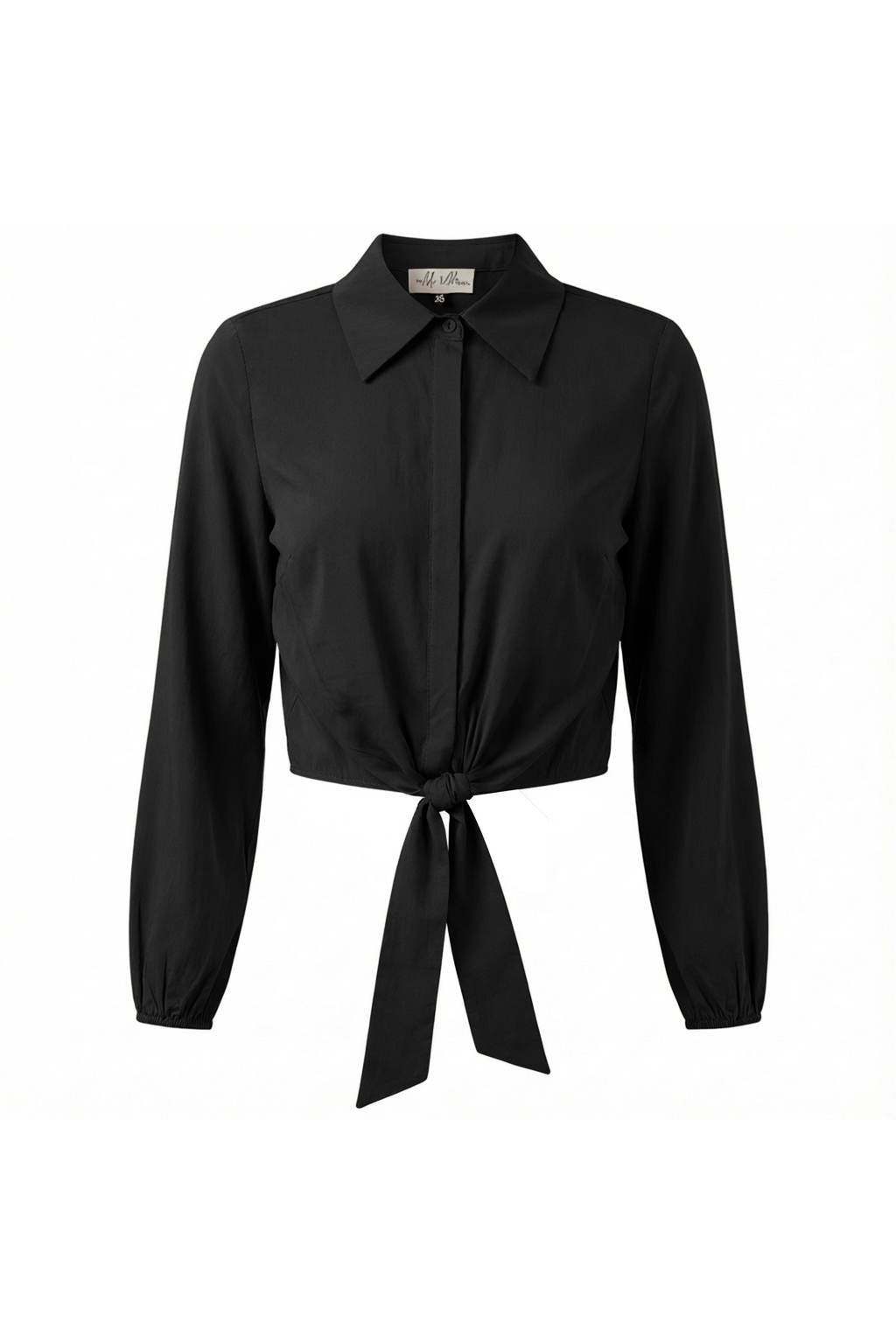 Ladies Cropped Cotton Tie Blouse