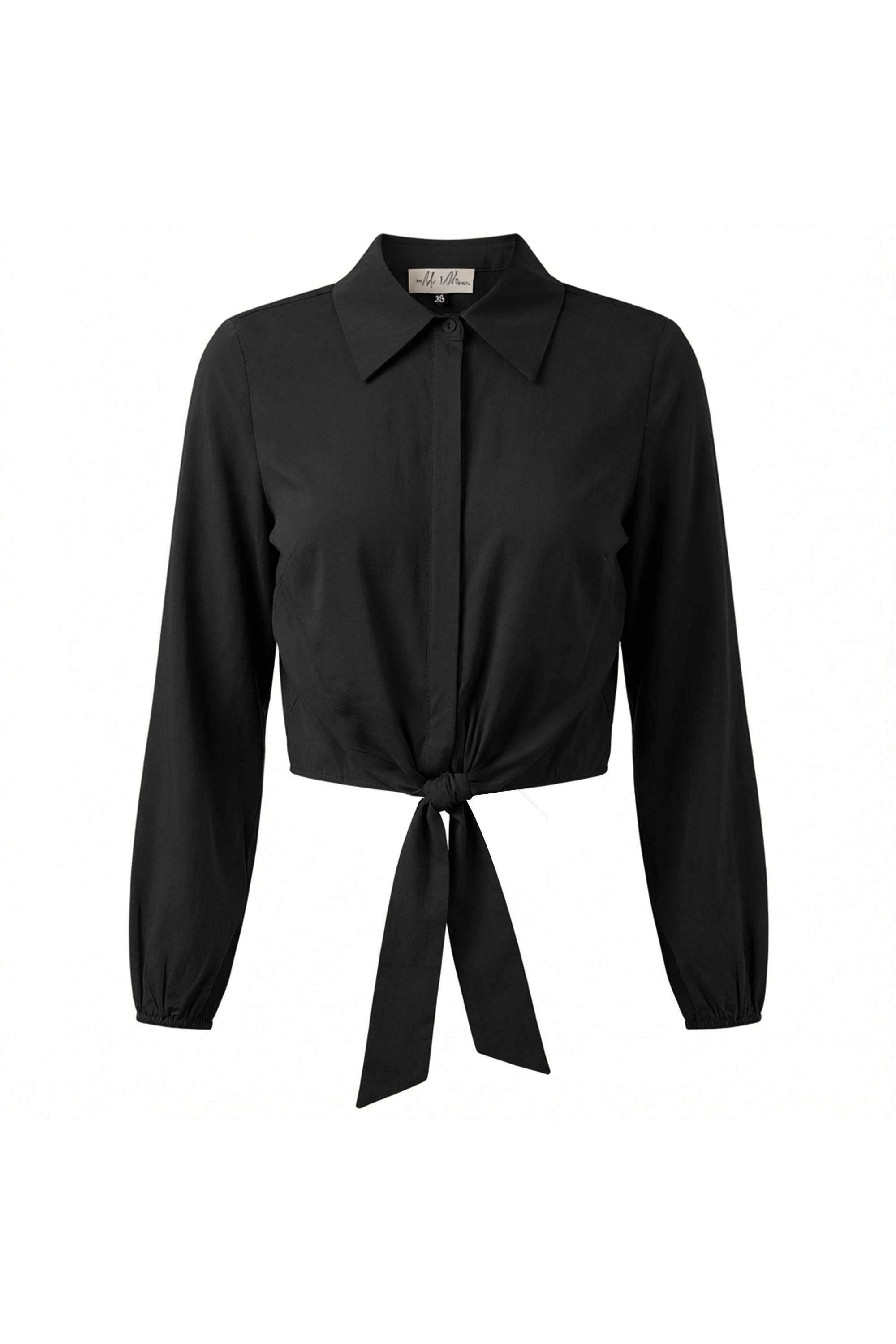 Ladies Cropped Cotton Tie Blouse