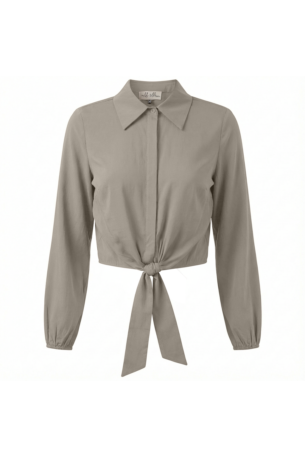Ladies Cropped Cotton Tie Blouse