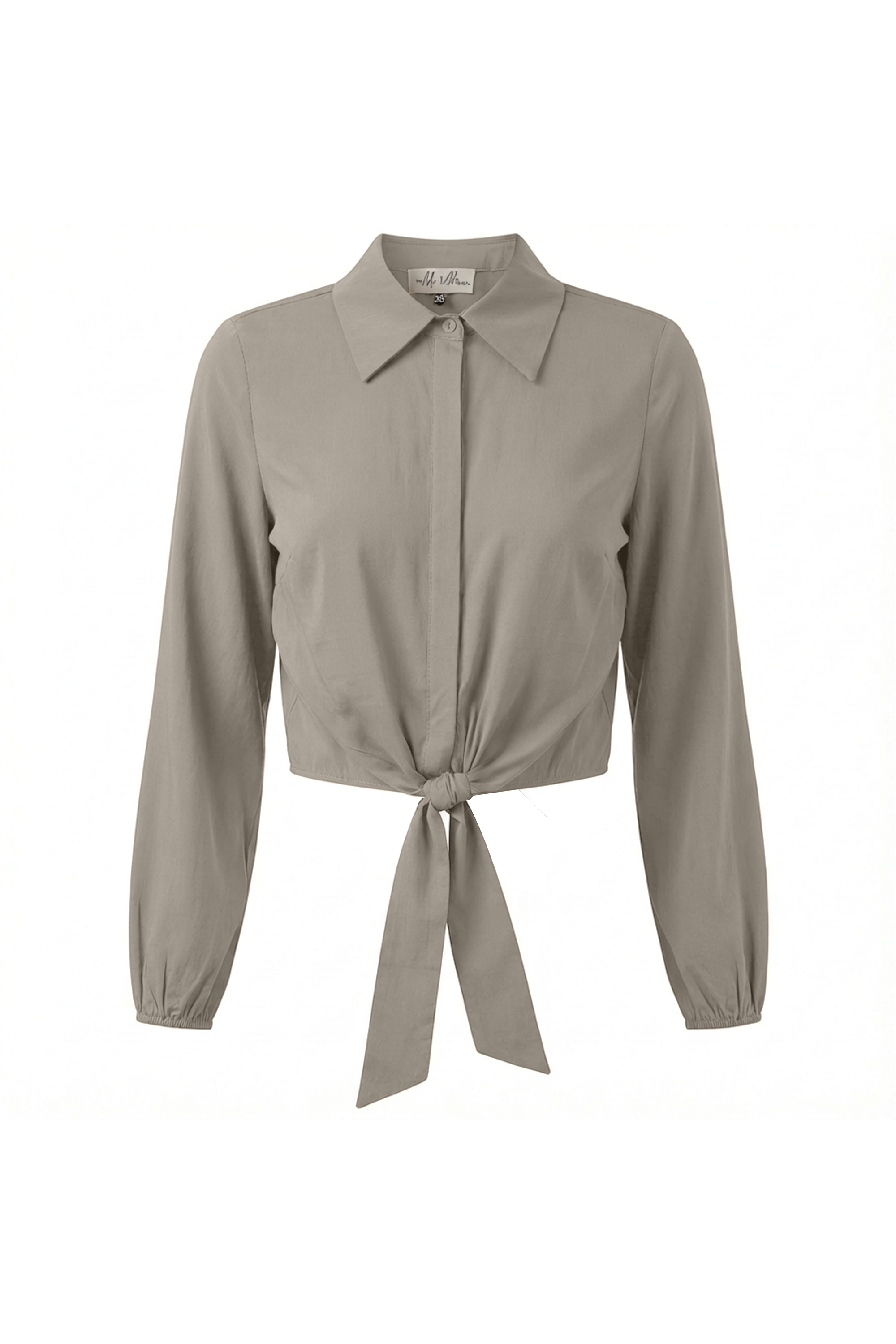 Ladies Cropped Cotton Tie Blouse