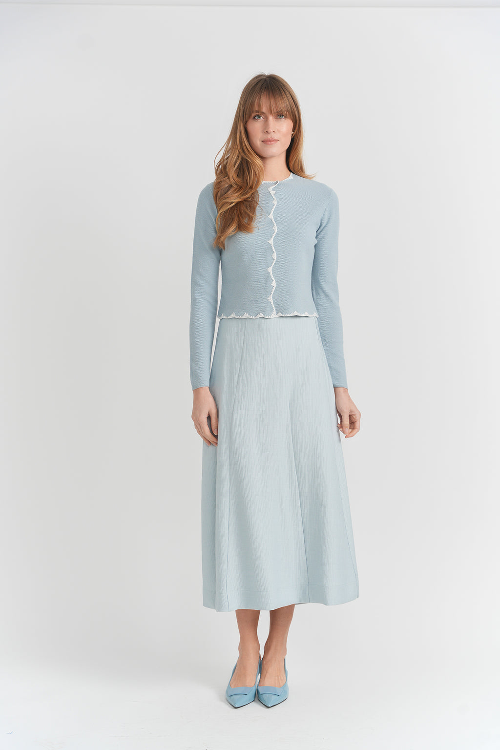 Teen Crinckle Cotton Midi Skirt