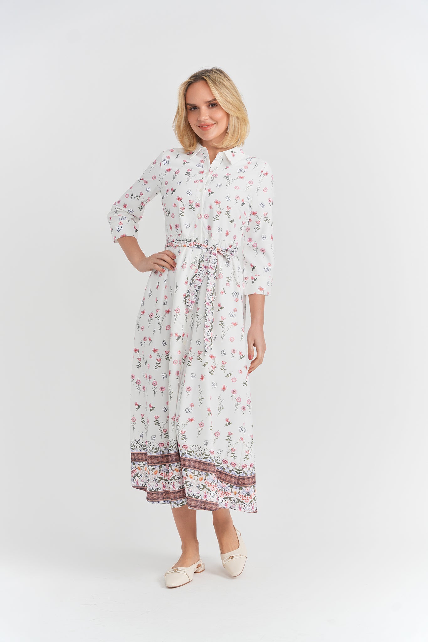 Teen Boarder Print Dress With Collar