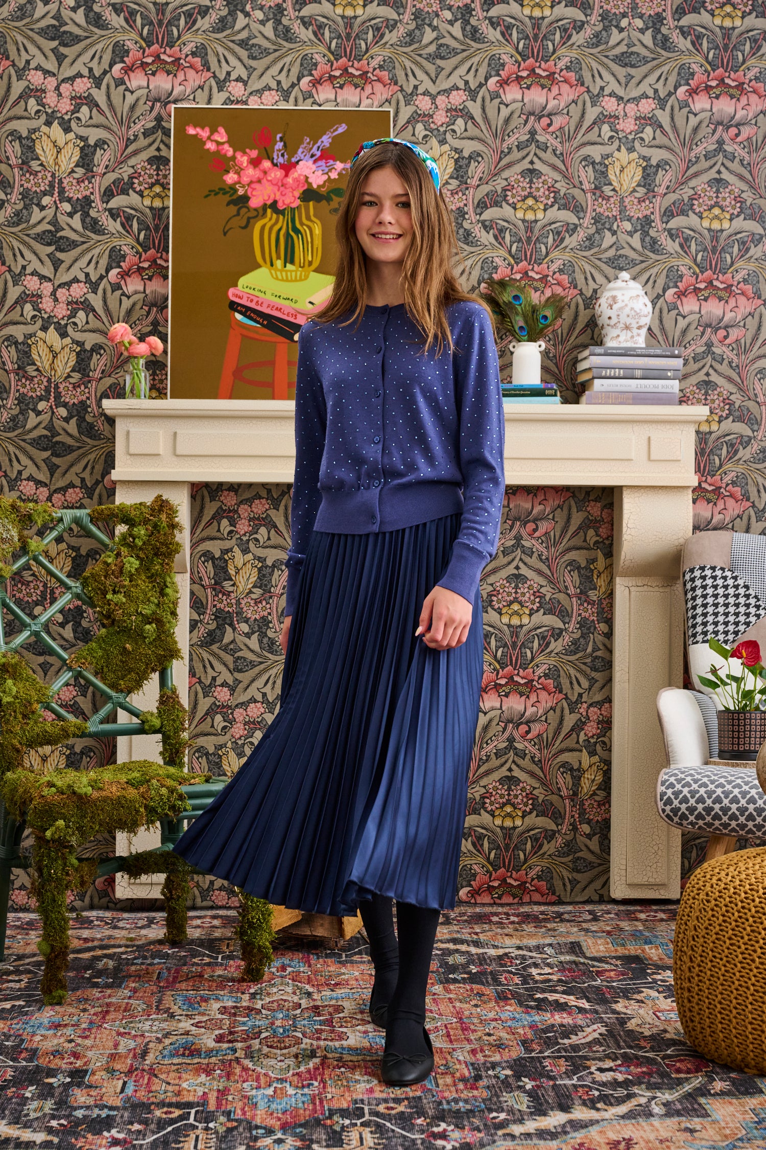 MATCHING SATEEN PLEATED WAIST BAND SKIRT