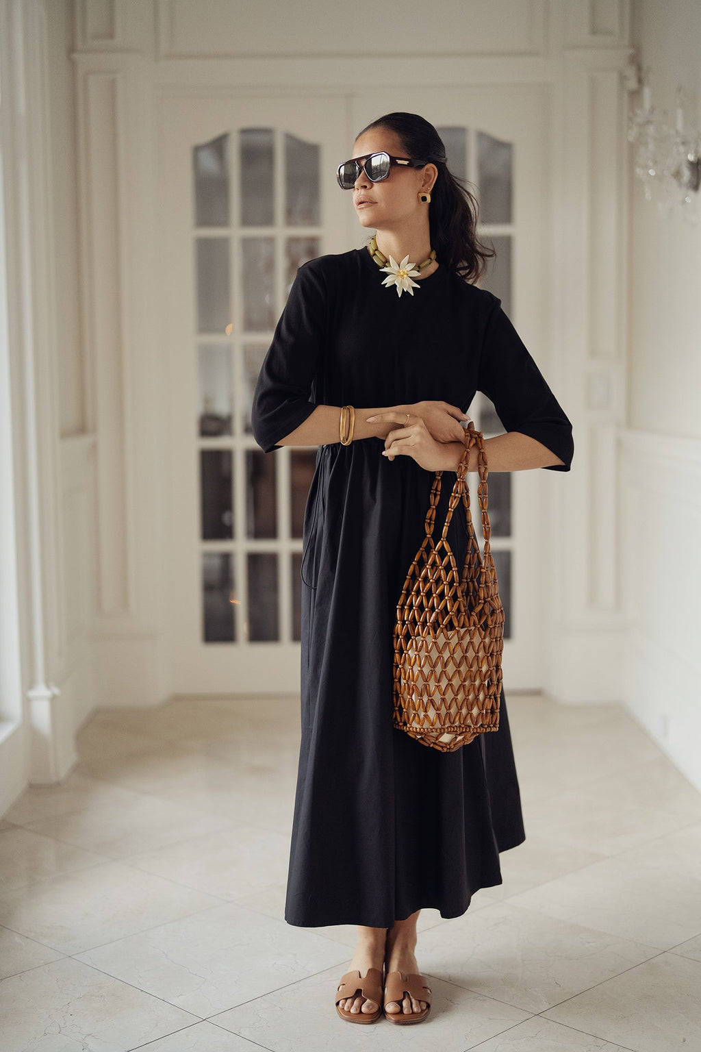 VALINA TOGGLE PULL STRING MAXI DRESS