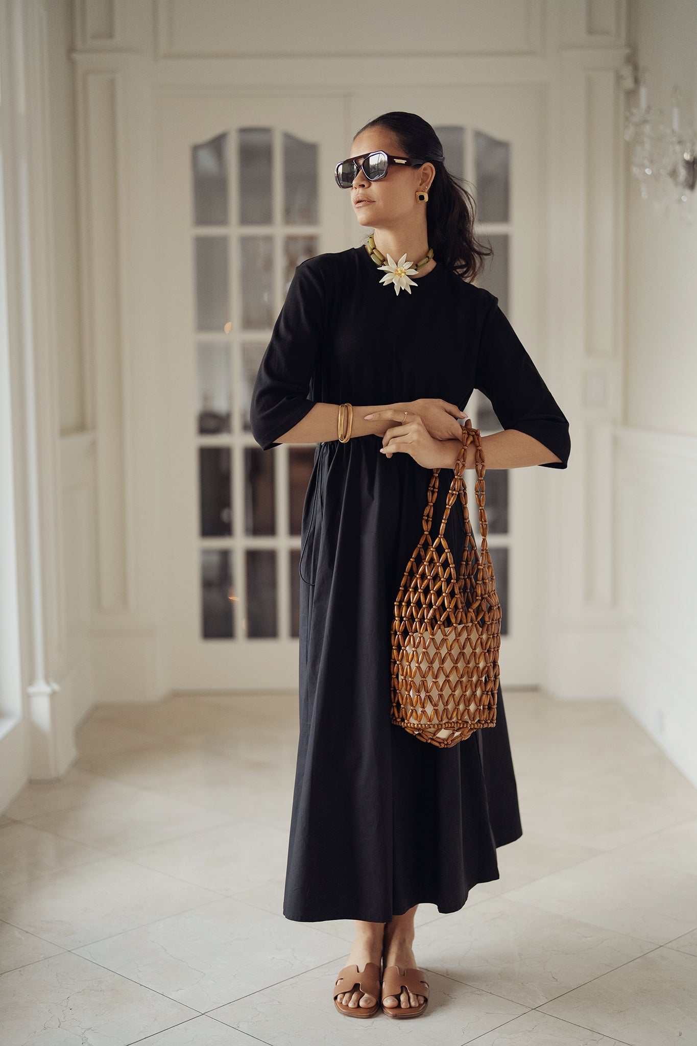VALINA TOGGLE PULL STRING MAXI DRESS