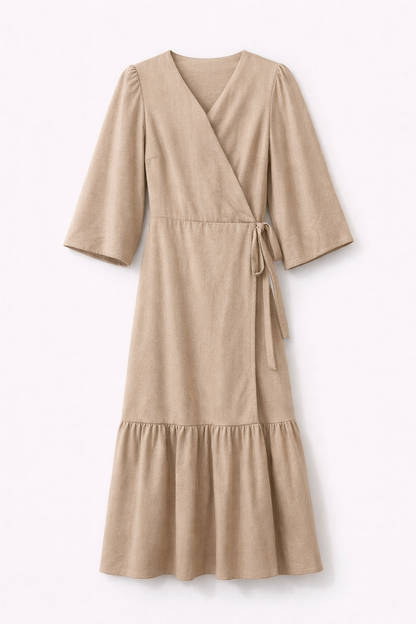 WRAP RUFFLE DRESS