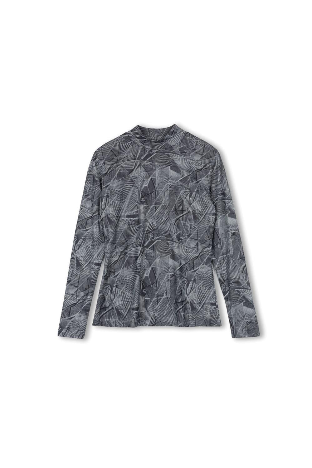 MESH PRINTED TURTLENECK