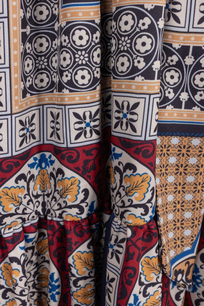 ABSTRACT PRINTED WAISTED DRESS