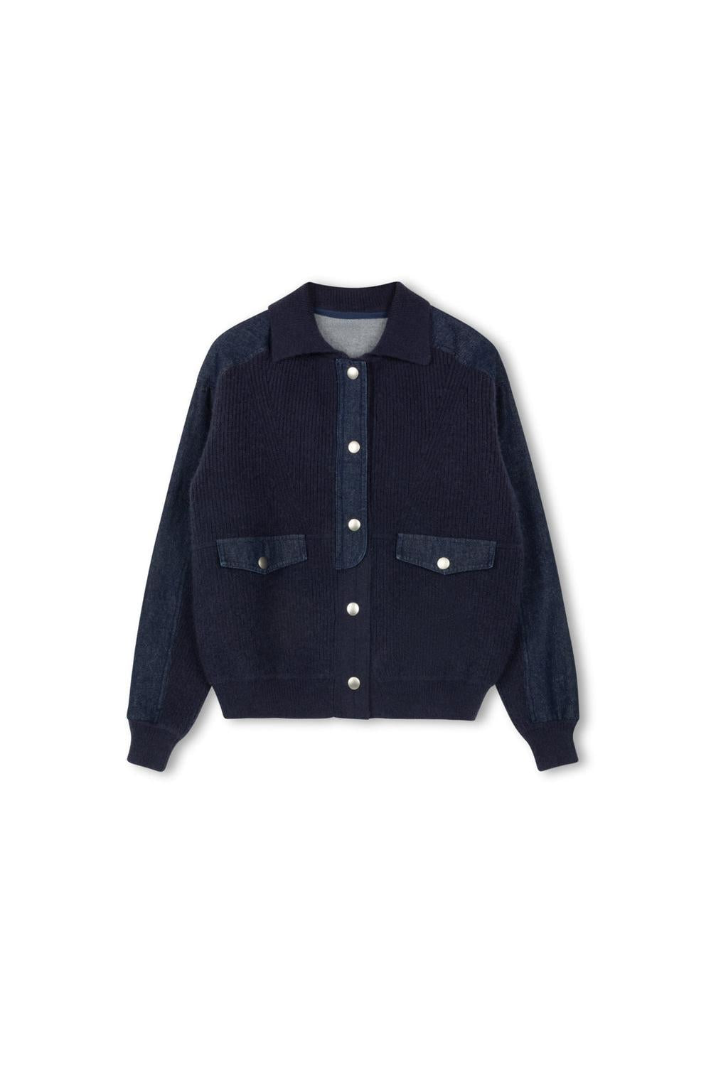 KNIT AND DENIM CONTRAST JACKET