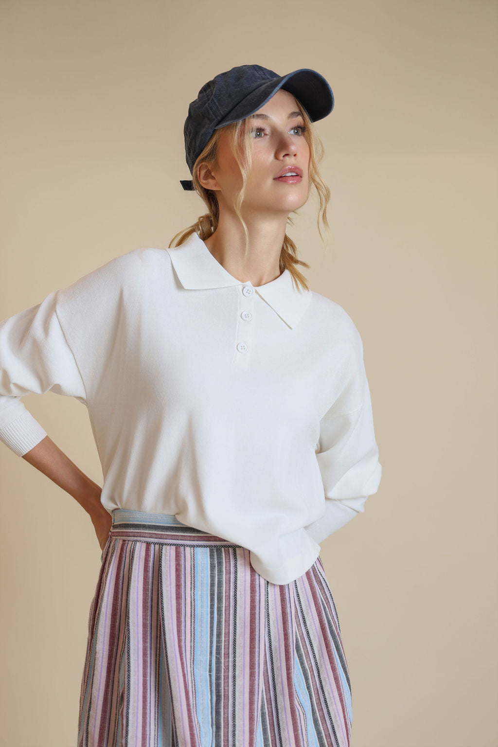 LAYRO HENLEY FINE KNIT TOP