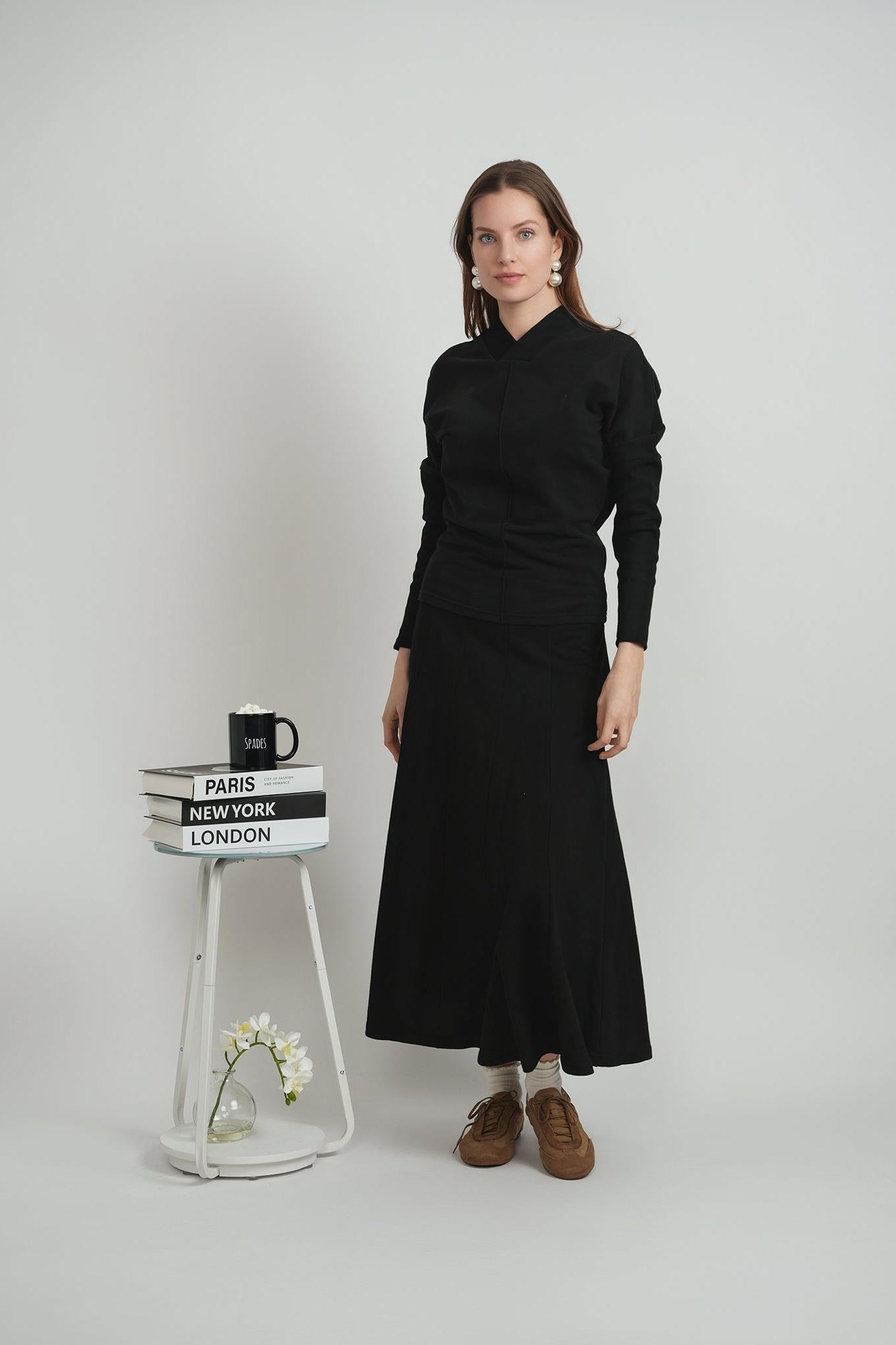 LADIES MIDI PANEL PONTE SKIRT