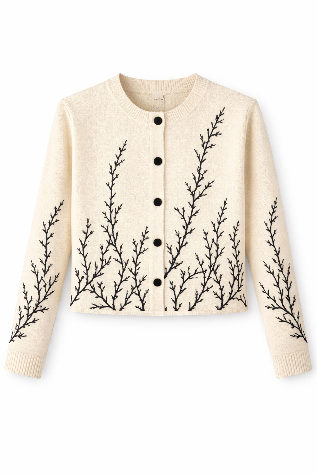 LOL WB6CM2123TE matching printed knit cardigan in vanilla and black, filtered product image