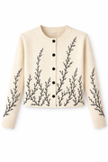 LOL WB6CM2123TE matching printed knit cardigan in vanilla and black, filtered product image