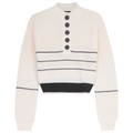 LOL WB6CM2129TE mock neck henley sweater in cream and black, filtered product image