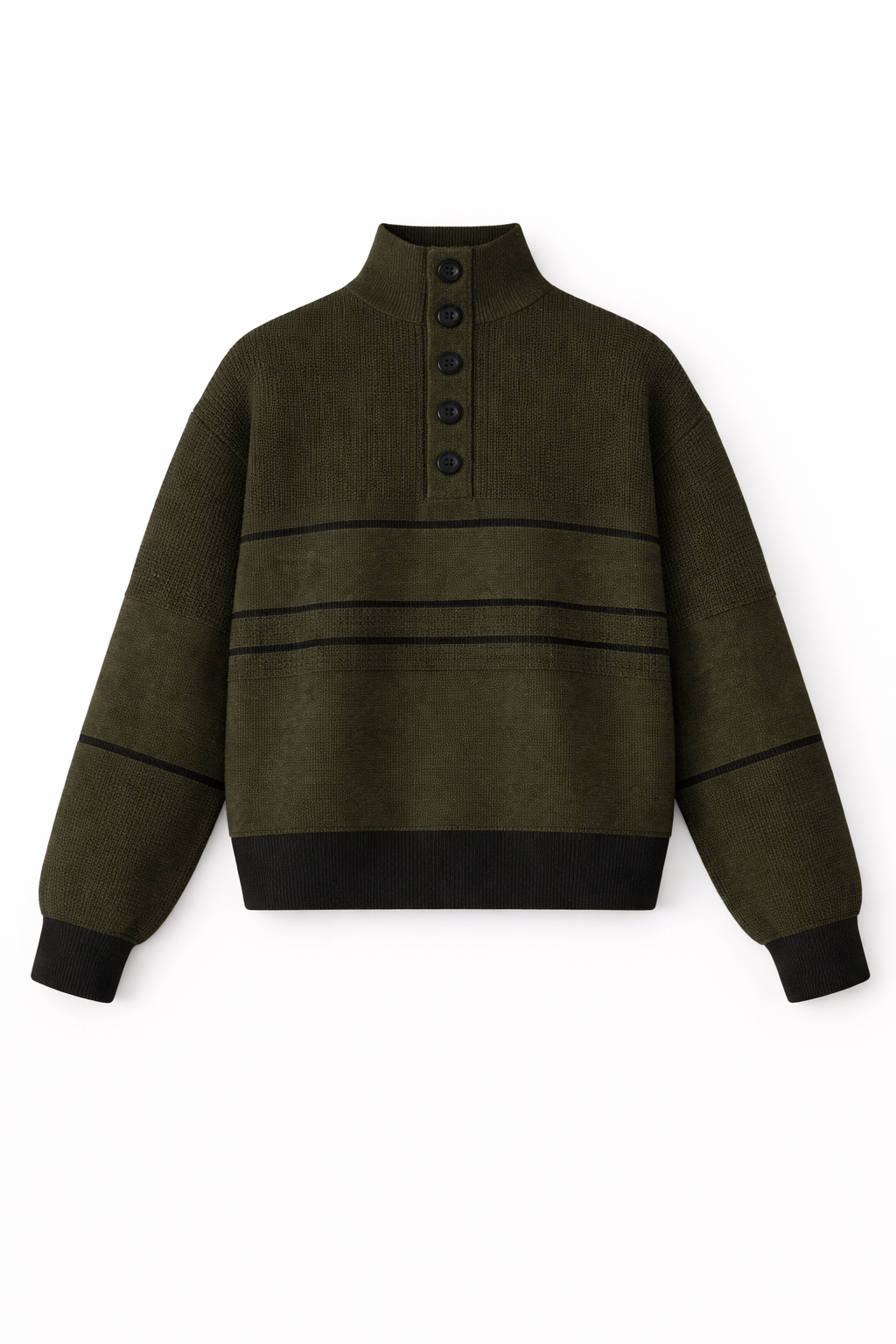 MOCK NECK HENLEY SWEATER