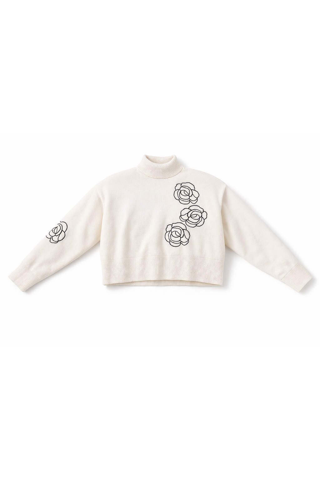 LOL WB6CM2145TE cropped knit turtleneck in cream and black, filtered product image
