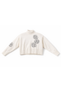 LOL WB6CM2145TE cropped knit turtleneck in cream and black, filtered product image