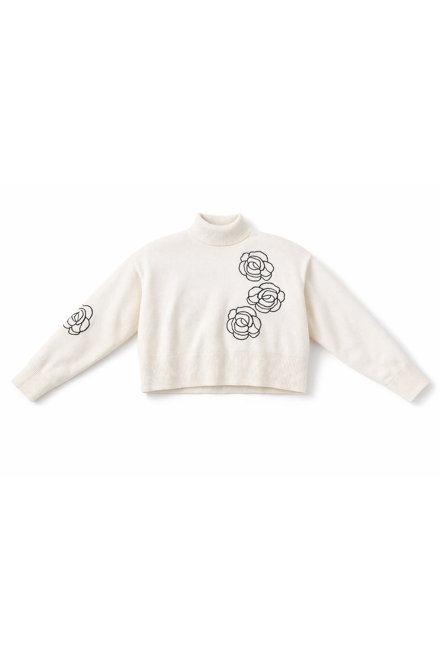 LOL WB6CM2145TE cropped knit turtleneck in cream and black, filtered product image