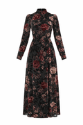 FLOCKED VELVET MAXI DRESS