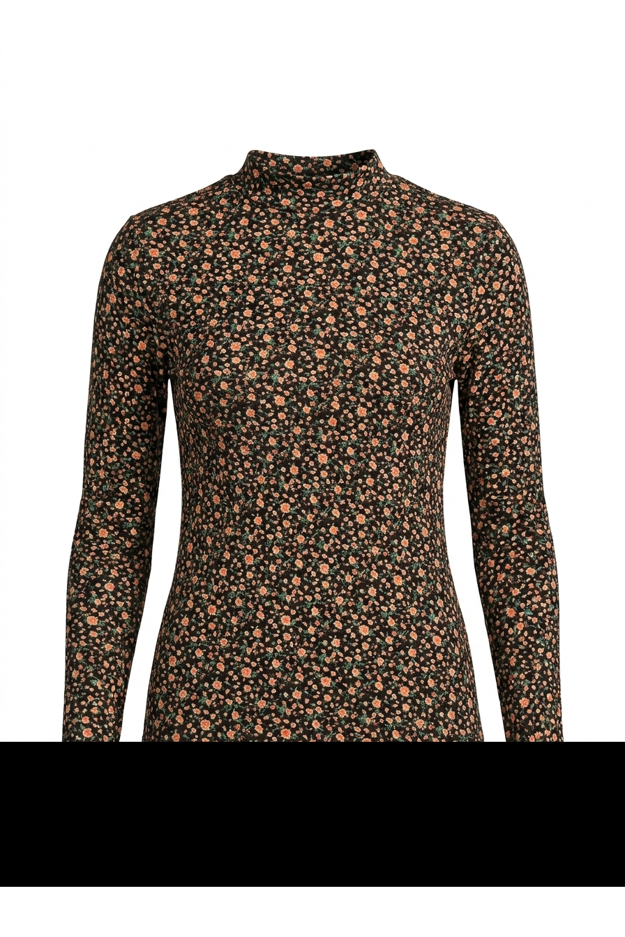 PRINTED MICRO MOCK NECK TEE