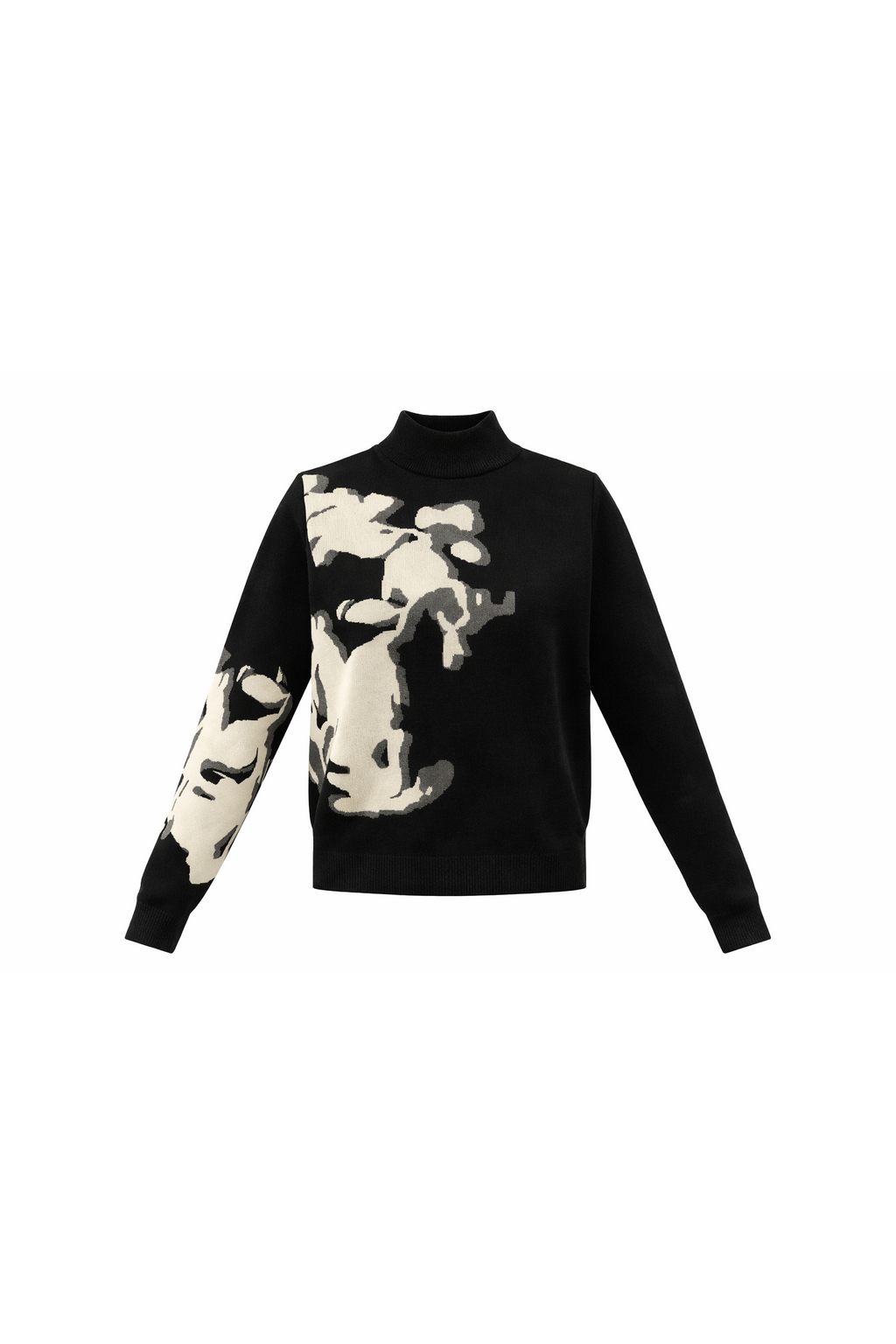 PRINTED MOCK NECK KNIT TOP