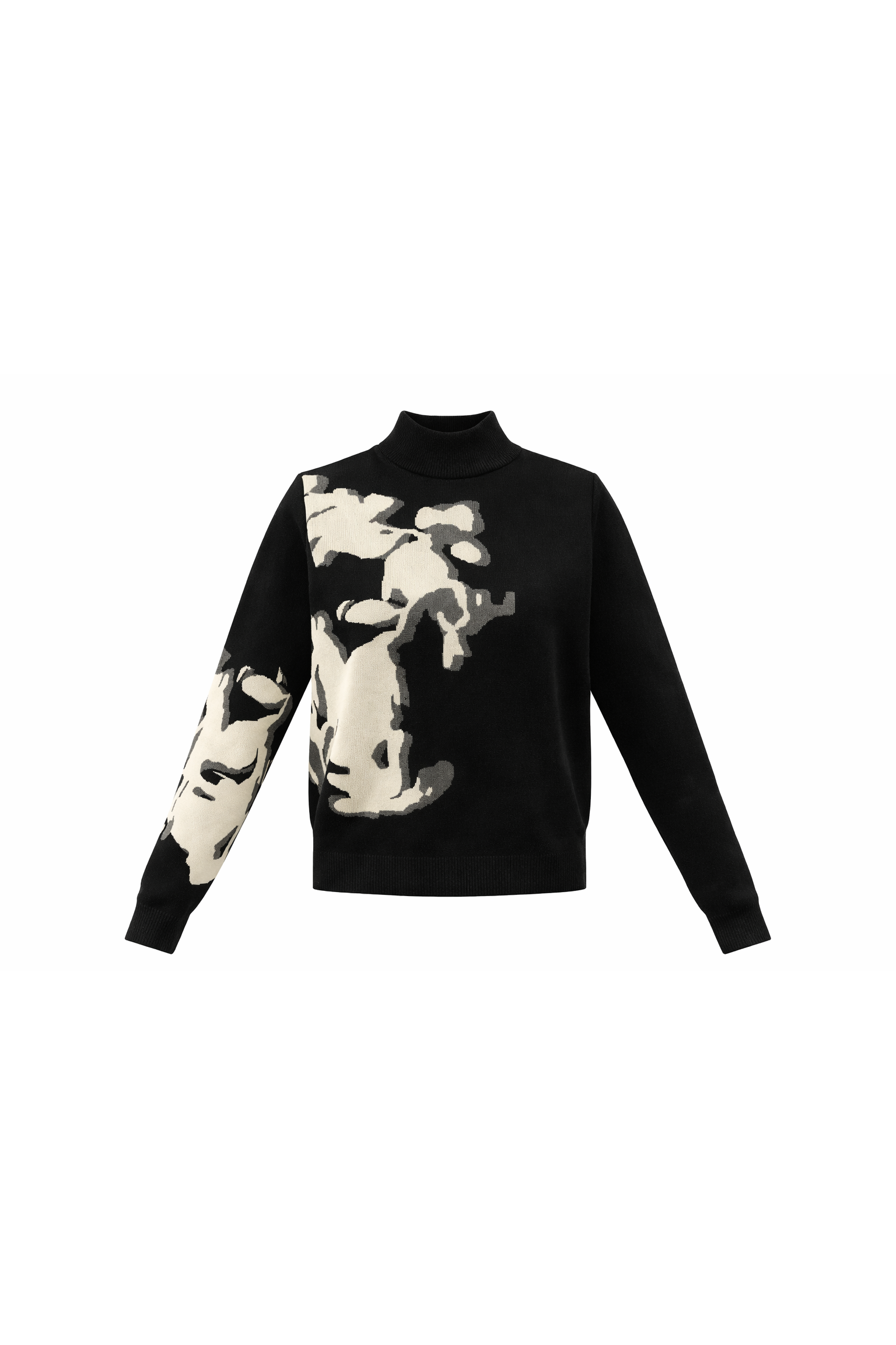 PRINTED MOCK NECK KNIT TOP